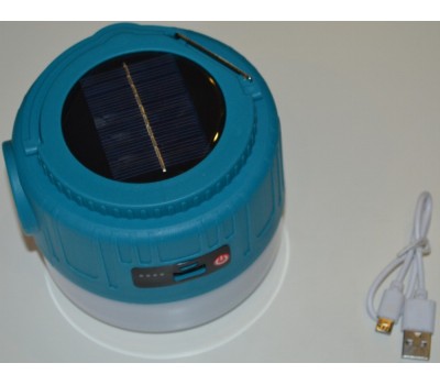 Фонарь-повербанк №512 аккумуляторный 2в1 с зарядкой от USB и солнечной батареи (Powerbank) 11,5 х 9 см