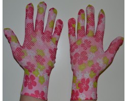 Перчатки садовые с полиуретановым покрытием размер 8-9 розовые