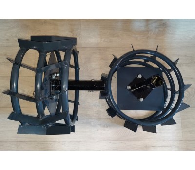 Грунтозацепы для мотоблока (железные колеса) Ø 450 мм+полуоси(ступицы) 32*210мм.