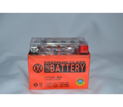 Аккумулятор 12V 4Ah гелевый (113х70х85) YTX4L-BS ( оранжевый ) BATTERY