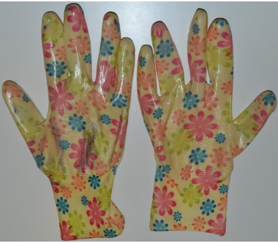 Перчатки садовые с полиуретановым покрытием размер 8-9 желтые