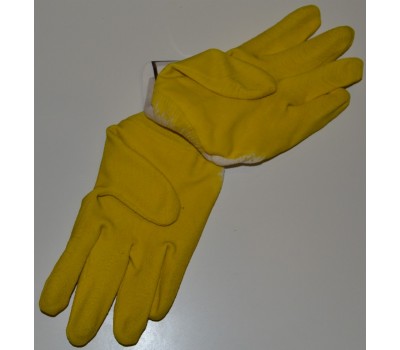 Перчатки хлопчатобумажная ткань с латексным ребристым покрытием желтые
