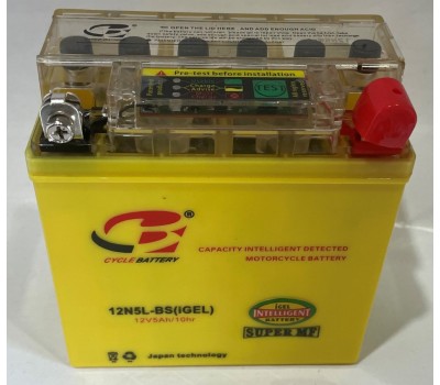 Аккумулятор 12N5L-BS желтый гель с индикатором(120x130x61)