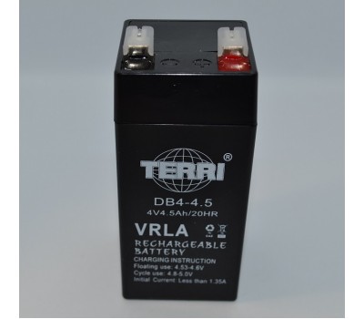 Аккумулятор 4v 4.5a SLA 47*47*100 мм DB4-4.5 TERRI