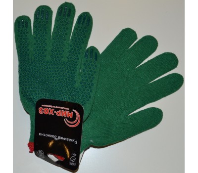 Перчатки синтетика зеленые с зеленой точкой