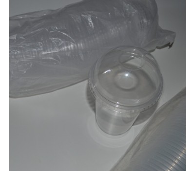Пластиковый стакан с купольной крышкой 320 мл (50 шт/упаковка)