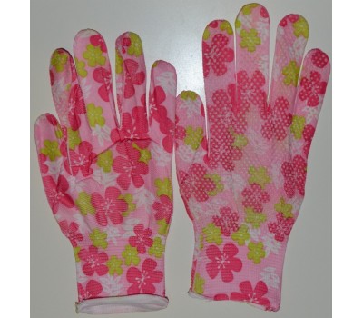 Перчатки садовые с полиуретановым покрытием размер 8-9 розовые
