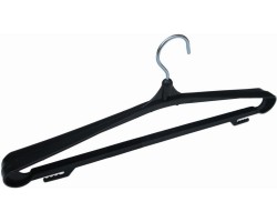 Плечики (вешалки) для одежды пластиковые широкие №3 черные мет. крючок "ЧП КВВ" (уп 10 шт) 
