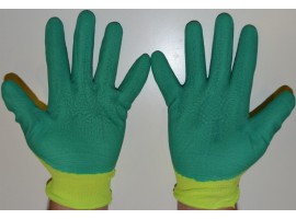 Перчатки рабочие защитные, прорезиненные, антискользящая нейлонпена, ярко-зеленые