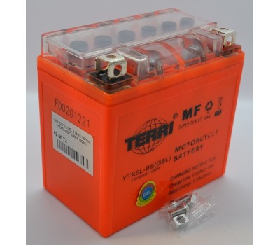 Аккумулятор 12V 5Ah гелевый (113х70х107) UTX5L-BS (оранжевый) TERRI