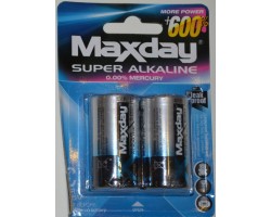Батарейки пальчиковые MAXDAY Super Alcaline R14 1,5V, 12шт/уп мощные батарейки размер - C