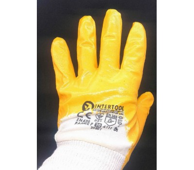 Перчатки рабочие нитрил штукатур оранжевые размер 10