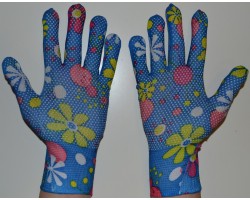 Перчатки садовые с полиуретановым покрытием размер 8-9 синие