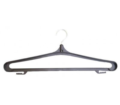 Плечики (вешалки) для одежды пластиковые широкие №3 черные мет. крючок 