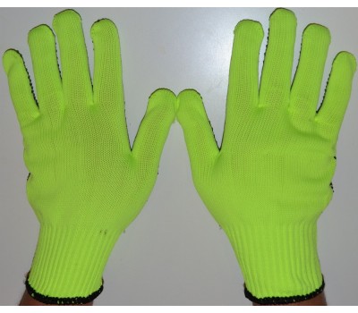 Перчатки рабочие защитные синтетика салатовая с пвх покрытием