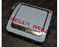 Выключатель  WEGA  белый с золотой вставкой