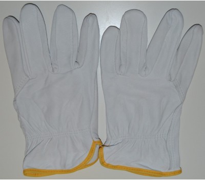 Перчатки сварочные рабочие кожаные короткие для точной работы термостойкие белые